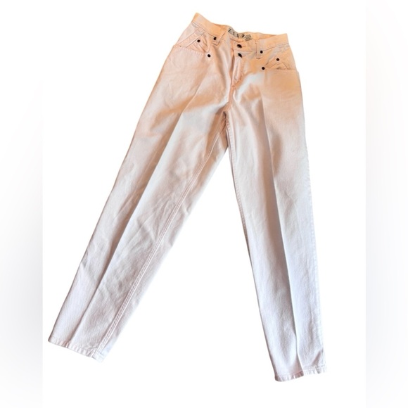 VTG 80’s Zena High Waisted 100% Cotton Jeans Sz 8 Pastel Light Pink Taper Leg - Picture 1 of 6